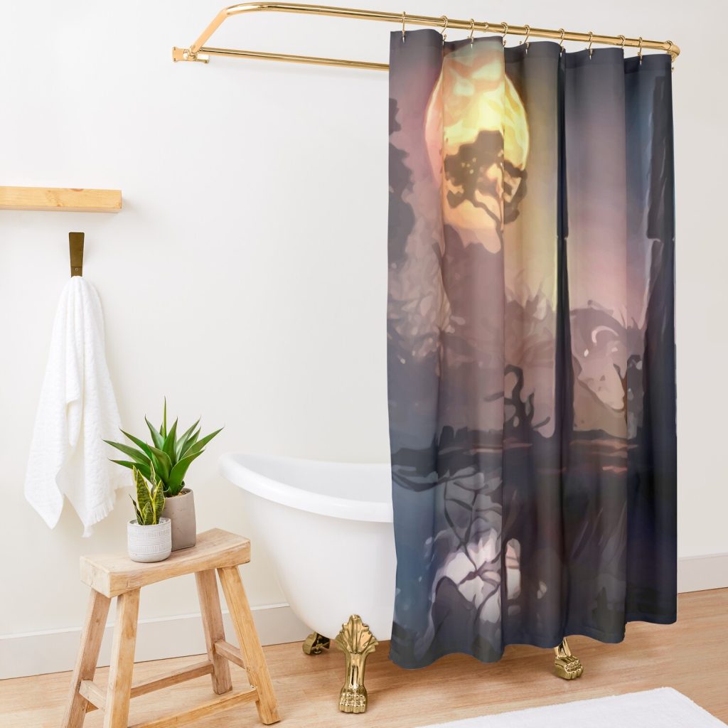 Sekiro In The Night Moon Shower Curtain Official Sekiro Merch